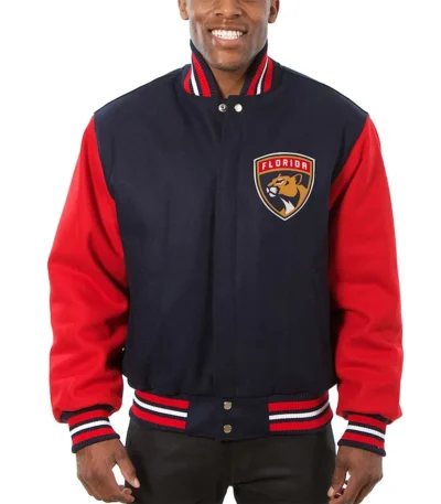 Florida Panthers Varsity Two-Tone Navy-Red Wool Jacket