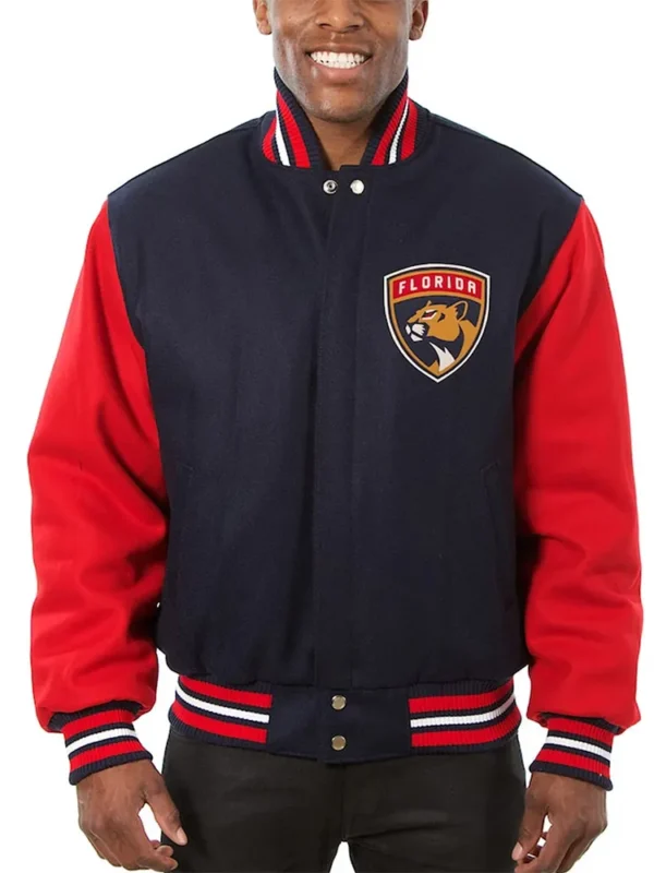 Florida Panthers Varsity Two-Tone Navy-Red Wool Jacket