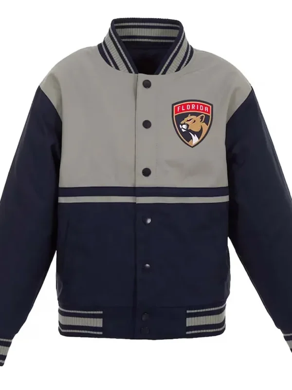 Florida Panthers Youth Poly-Twill Navy and Gray Jacket