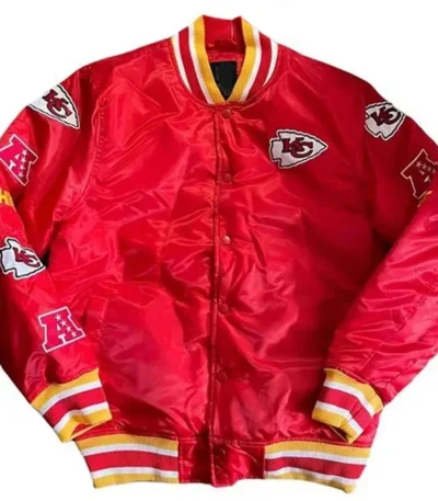 Football Kansas City Chiefs Bomber Red Satin Jacket