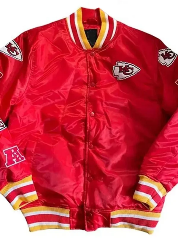 Football Kansas City Chiefs Bomber Red Satin Jacket