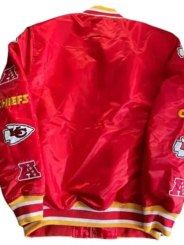 Football Kansas City Chiefs Bomber Red Satin Jacket