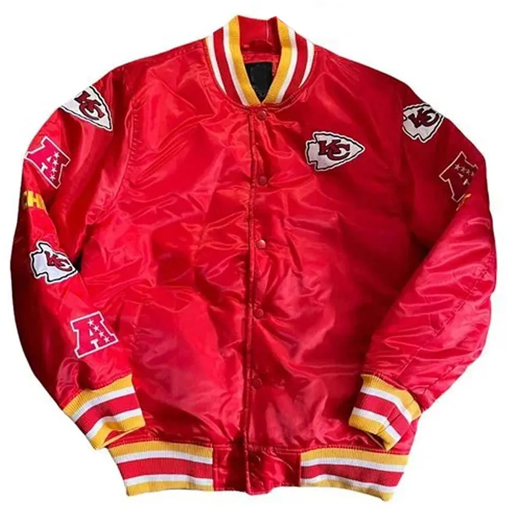 Football Kansas City Chiefs Bomber Red Satin Jacket Football Kansas City Chiefs Bomber Red Satin Jacket