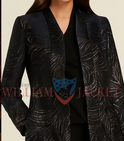 Gloria Abbott The Young and The Restless Metallic Feather Print Coat