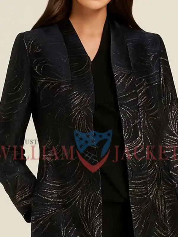 Gloria Abbott The Young and The Restless Metallic Feather Print Coat