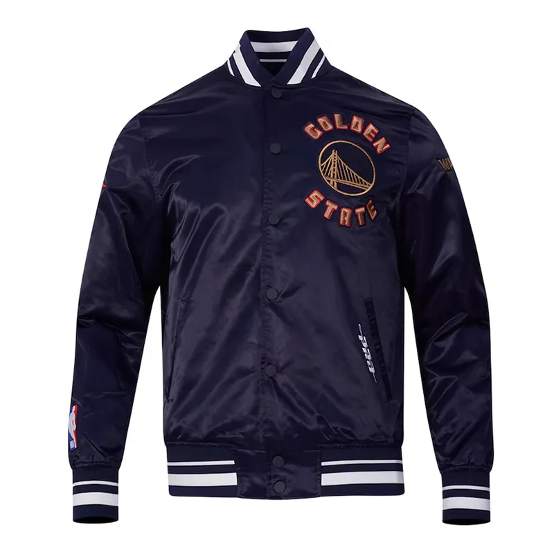 Golden State Warriors 2024-25 City Edition Chenille Navy Satin Jacket Golden State Warriors 2024-25 City Edition Chenille Navy Satin Jacket