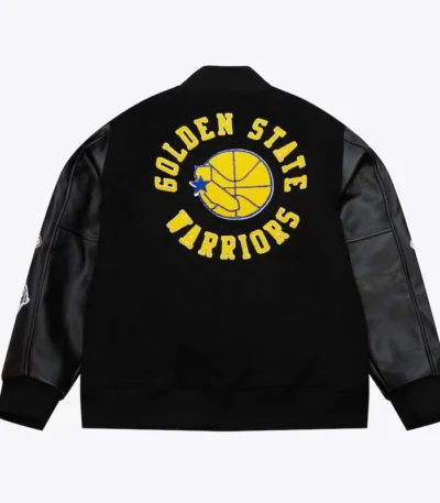Golden State Warriors Black Out Vintage Logo Varsity Jacket