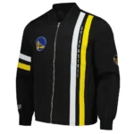 Golden State Warriors Black Stitch Applique Bomber Jacket