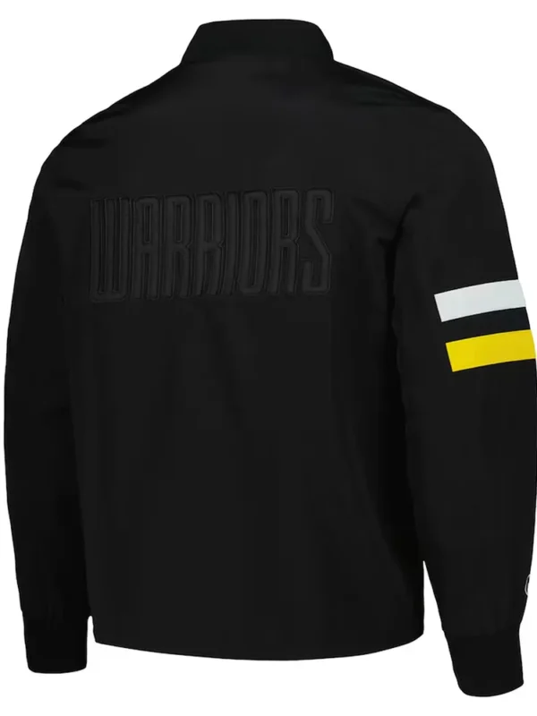 Golden State Warriors Black Stitch Applique Bomber Jacket