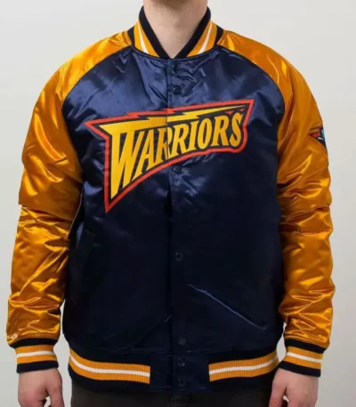 Golden State Warriors Blue and Gold Satin Jacket