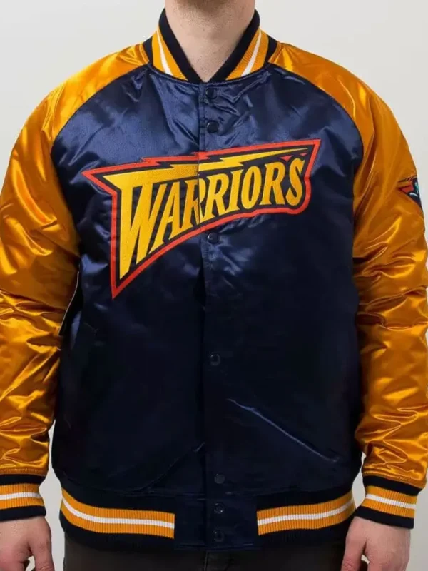 Golden State Warriors Blue and Gold Satin Jacket