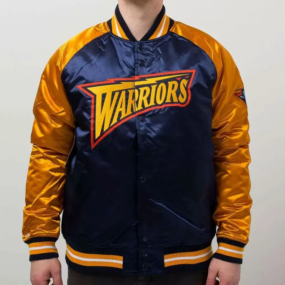 Golden State Warriors Blue and Gold Satin Jacket Golden State Warriors Blue and Gold Satin Jacket