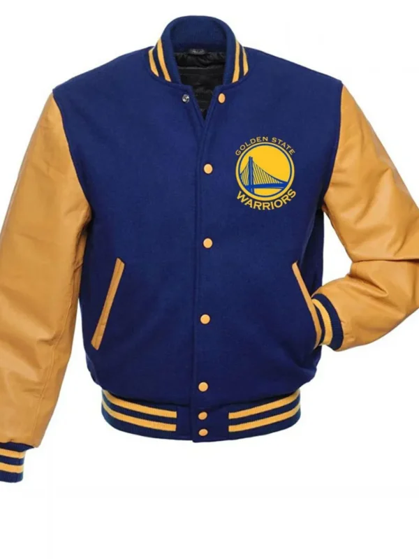 Golden State Warriors Blue and Yellow Letterman Jacket