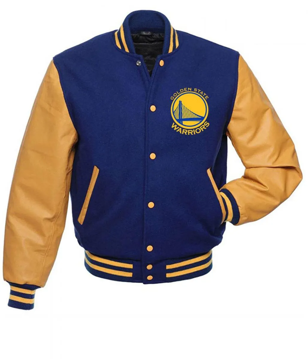 Golden State Warriors Blue and Yellow Letterman Jacket Golden State Warriors Blue and Yellow Letterman Jacket