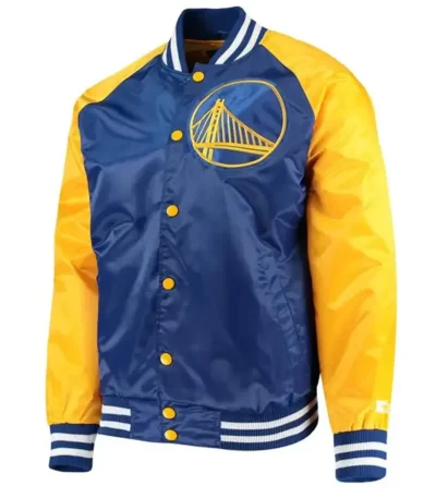 Golden State Warriors Blue and Yellow Varsity Satin Jacket