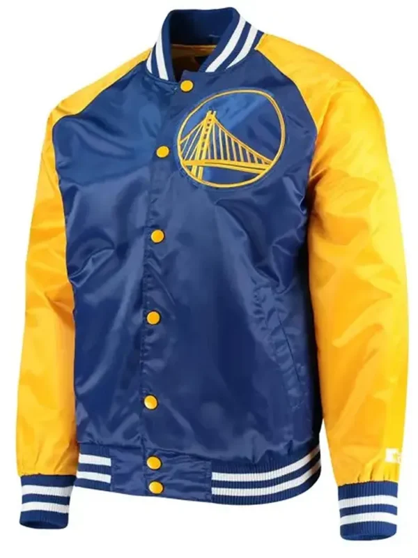 Golden State Warriors Blue and Yellow Varsity Satin Jacket