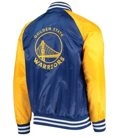 Golden State Warriors Blue and Yellow Varsity Satin Jacket
