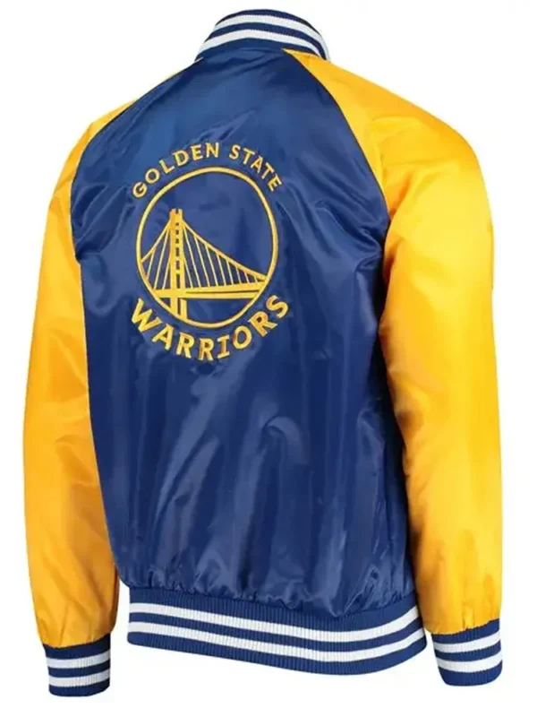 Golden State Warriors Blue and Yellow Varsity Satin Jacket