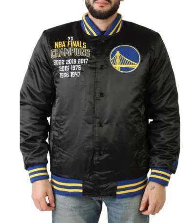Golden State Warriors Champions Black Satin Jacket