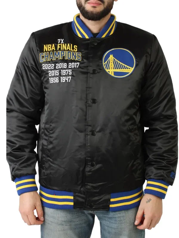 Golden State Warriors Champions Black Satin Jacket