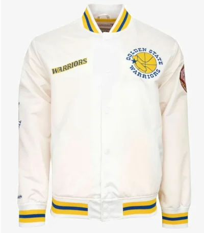 Golden State Warriors City Collection White Varsity Satin Jacket