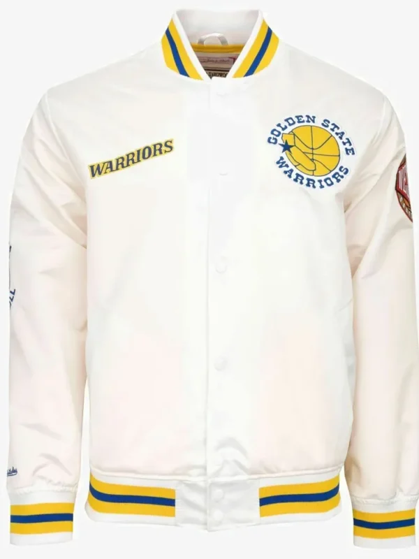 Golden State Warriors City Collection White Varsity Satin Jacket