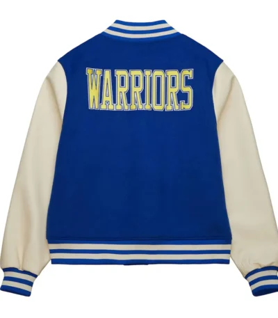 Golden State Warriors Classics Royal and Off White Varsity Jacket