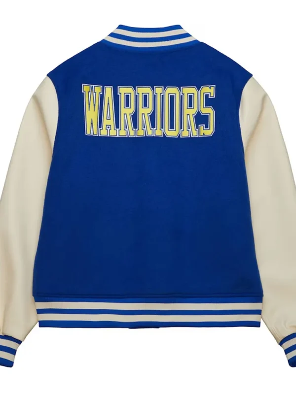 Golden State Warriors Classics Royal and Off White Varsity Jacket