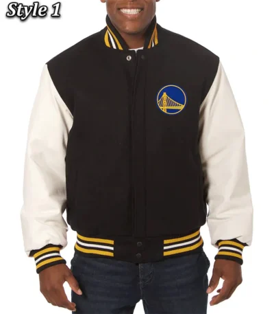 Golden State Warriors Domestic Varsity Black and White Jacket
