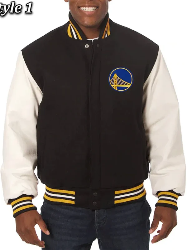 Golden State Warriors Domestic Varsity Black and White Jacket