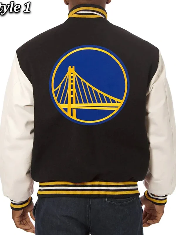 Golden State Warriors Domestic Varsity Black and White Jacket