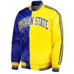 Golden State Warriors Fast Break Royal-Yellow Satin Jacket