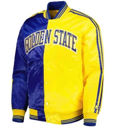 Golden State Warriors Fast Break Royal-Yellow Satin Jacket
