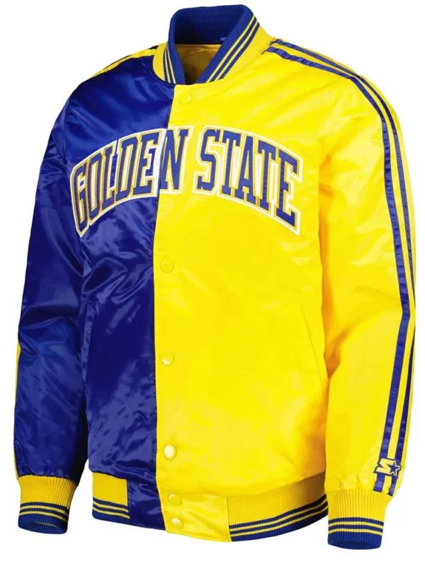 Golden State Warriors Fast Break Royal-Yellow Satin Jacket