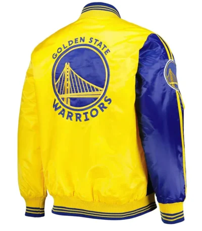 Golden State Warriors Fast Break Royal-Yellow Satin Jacket