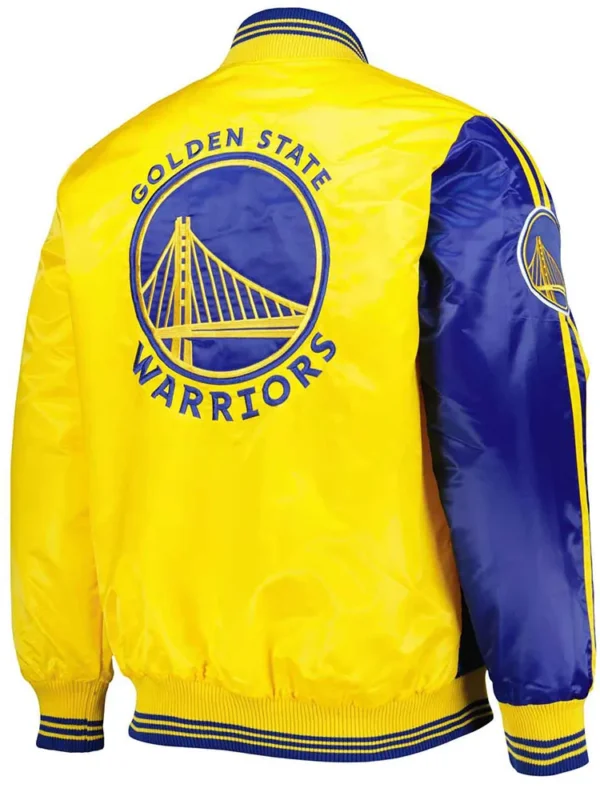 Golden State Warriors Fast Break Royal-Yellow Satin Jacket
