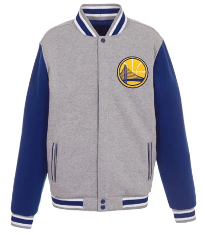 Golden State Warriors Gray and Royal Varsity Wool Jacket