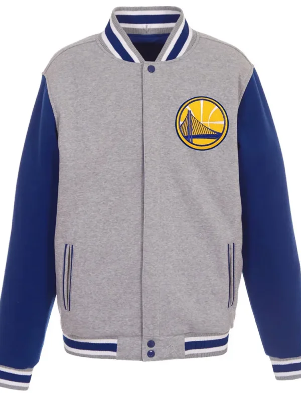 Golden State Warriors Gray and Royal Varsity Wool Jacket