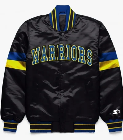 Golden State Warriors Home Game Black Varsity Satin Jacket