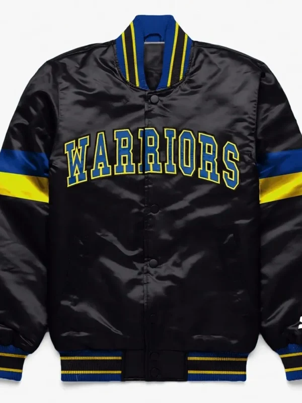 Golden State Warriors Home Game Black Varsity Satin Jacket