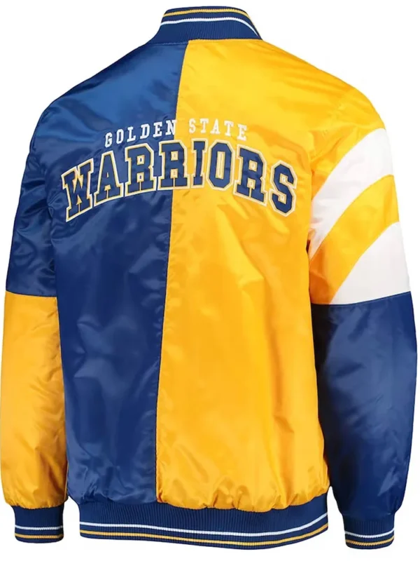 Golden State Warriors Leader Satin Gold-Royal Color Block Jacket