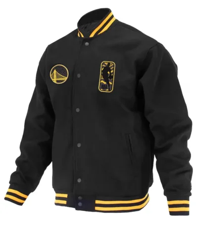 Golden State Warriors Logoman Shadow Black Varsity Jacket