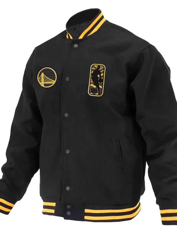 Golden State Warriors Logoman Shadow Black Varsity Jacket