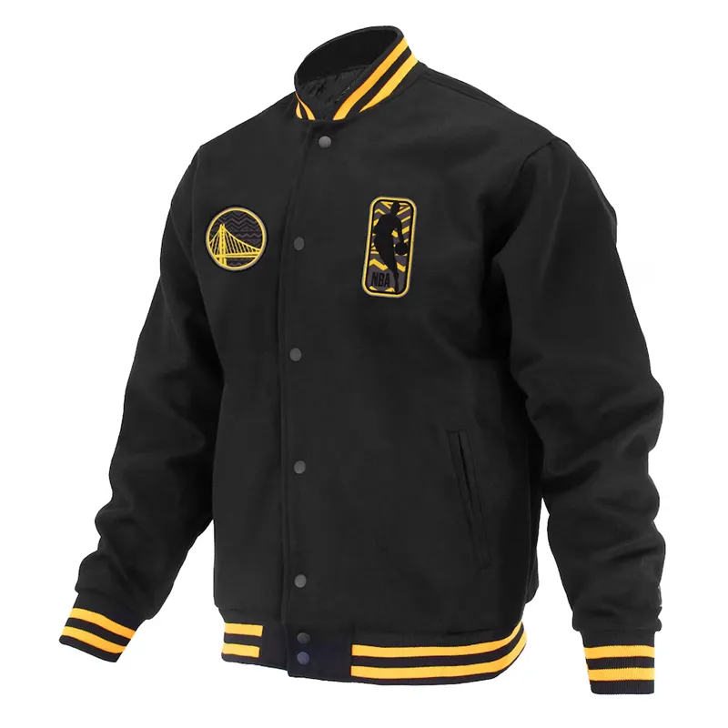 Golden State Warriors Logoman Shadow Black Varsity Jacket Golden State Warriors Logoman Shadow Black Varsity Jacket