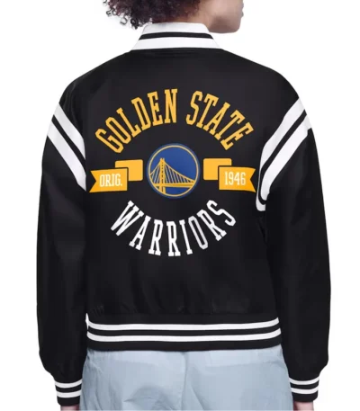 Golden State Warriors Printed Logo Varsity Satin Jacket