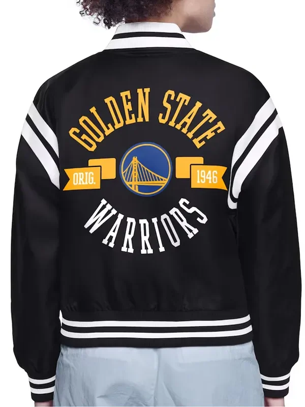 Golden State Warriors Printed Logo Varsity Satin Jacket