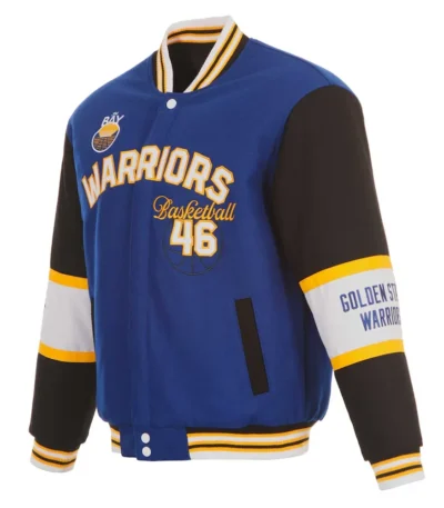 Golden State Warriors Royal and Black Varsity Wool Jacket