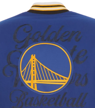 Golden State Warriors Royal and Black Varsity Wool Jacket