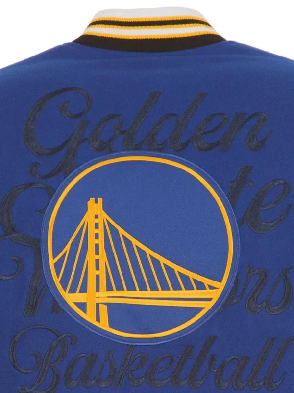 Golden State Warriors Royal and Black Varsity Wool Jacket