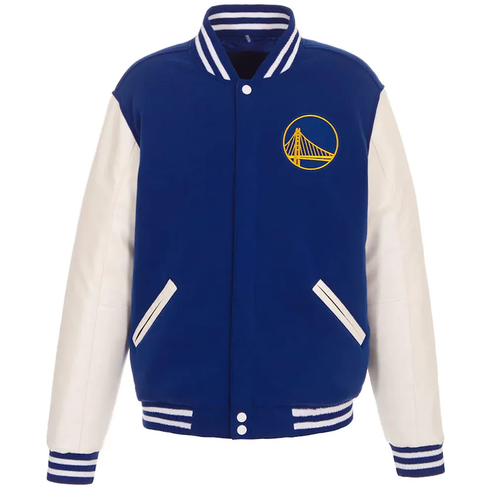 Golden State Warriors Royal and White Varsity Jacket Golden State Warriors Royal and White Varsity Jacket